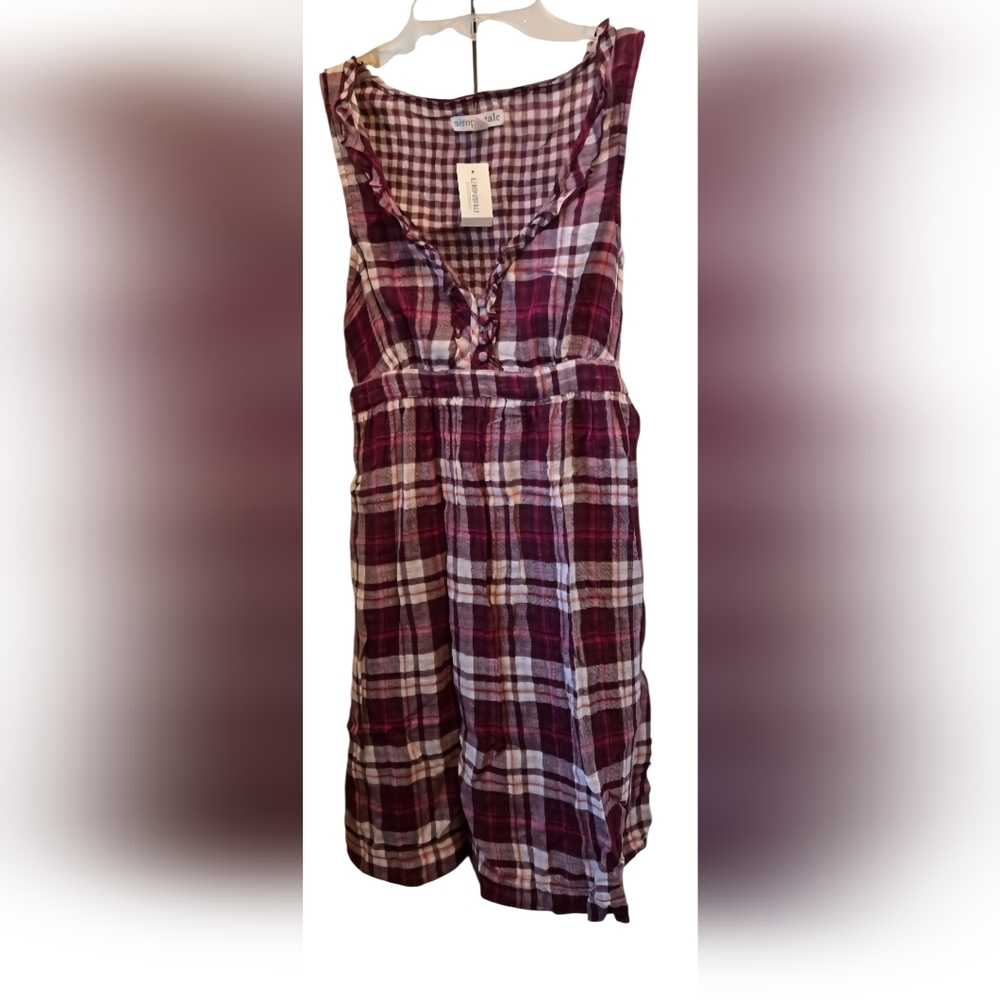 Aeropostale Women's Y2k Vintage Red and White Plaid Casual Dress Tie Back